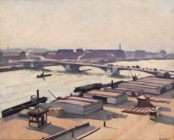 Albert MARQUET (1875-1947), Rouen, le pont Boieldieu et le quai de Paris par temps ensoleillé, 1912, huile sur toile, 63 x 80 cm. 'Collection particulière. © Courtoisie Galerie de la Présidence - Paris