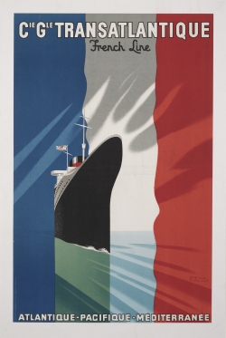 3.Paul COLIN, Paquebot Normandie, affiche publicitaire de la CGT. ©Collection French Lines & Compagnies. ©ADAGP - Paris 2025