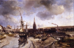 Johan Barthold JONGKIND (1819-1891), Vue du port d'Harfleur, 1850, huile sur toile, 106,4 x 161,2 cm. Amiens - collection du Musée de Picardie. © Amiens - musée de Picardie / Marc Jeanneteau