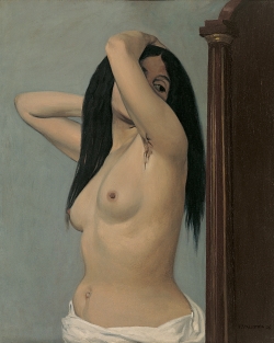 Félix VALLOTTON (1865-1925), Femme nue se regardant sans une psyché, 1906, huile sur toile, 81 x 65 cm. 'Collection particulière. ©Fondation Felix Vallotton - Lausanne Félix VALLOTTON (1865-1925), Femme nue se regardant sans une psyché, 1906, huile sur toile, 81 x 65 cm. 'Collection particulière. ©Fondation Felix Vallotton - Lausanne