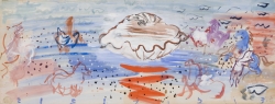 Raoul DUFY (1877-1953), Coquillage et chevaux. Étude pour le décor de la piscine du paquebot Normandie, 1935, gouache sur papier, 25 x 66 cm. Paris- Centre Pompidou - musée national d'art moderne - dépôt au musée d'art moderne André Malraux. ©MuMa Le Havre / Florian Kleinefenn