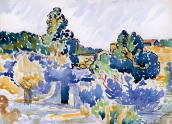 Henri Edmond CROSS (1856-1910), Etude pour « Paysage de Bormes », 1907, aquarelle sur papier vélin, 16 x 23 cm. collection particulière ©Wilson Graham Henri Edmond CROSS (1856-1910), Etude pour « Paysage de Bormes », 1907, aquarelle sur papier vélin, 16 x 23 cm. collection particulière ©Wilson Graham