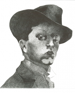 Dessin de François Trocquet d’après l’Autoportrait au chapeau mou de Raoul Dufy