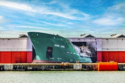 Pierre Delavie, Down John, Terminal croisière, Le Havre - Œuvre visible depuis le Quai Southampton Depuis le 24 juin 2021. © Jacques Basile Pierre Delavie, Down John, Terminal croisière, Le Havre - Œuvre visible depuis le Quai Southampton Depuis le 24 juin 2021. © Jacques Basile