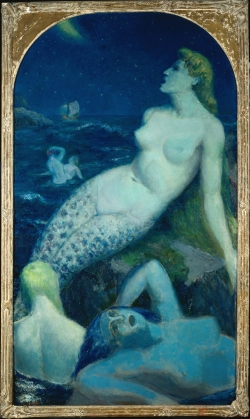 Paul-Alexandre Deschmacker, La Grande Sirène Bleue, huile sur toile, 211 x 121 cm. Roubaix, La Piscine, Musée d'art et d'industrie André Diligent. © Musée  La Piscine