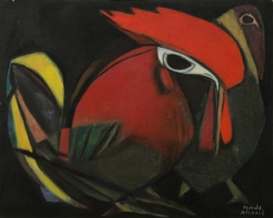 Reynold ARNOULD (1919-1980), Le Coq, 1953, huile sur toile, 66 x 81,5 cm. Le Havre, musée d’art moderne André Malraux. Achat de la Ville, 1954. © 2015 MuMa Le Havre / Charles Maslard