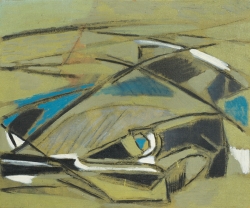 Reynold ARNOULD (1919-1980), DS-Citroën, vers 1955, fusain et gouache sur papier, 35 x 60 cm. Paris, courtesy Galerie gimpel & müller. © cliché S. Nagy