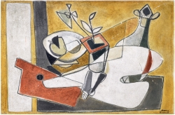 Reynold ARNOULD (1919-1980), Sans titre, nature morte, vers 1951, fresque portative, 56 x 85 cm. Puteaux, collection Maison de Camille. © Droits réservés