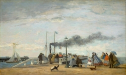 Eugène BOUDIN (1824-1898), L’Embarcadère et la jetée de Trouville, 1863, huile sur bois, 34,8 x 58 cm. Collection of Mr. and Mrs. Paul Mellon. © Washington, National Gallery of Art