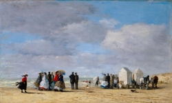 Eugène BOUDIN (1824-1898), The Beach at Trouville, 1865, oil on canvas, 38 x 62.8 cm. . © Princeton, University Art Museum