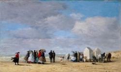 Eugène BOUDIN (1824-1898), La Plage à Trouville, 1865, huile sur toile, 38 x 62.8 cm. Gift of the Estate of Laurence Hutton. © Princeton, University Art Museum