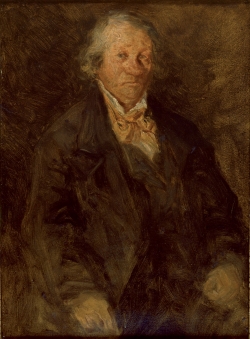 Eugène BOUDIN (1824-1898), Portrait de Léonard-Sébastien Boudin, père de l’artiste, ca. 1863, huile sur papier marouflé sur carton parqueté sur chêne, 29,2 x 22,5 cm. Legs Eugène Boudin, 1899. © Honfleur, musée Eugène Boudin / Henri Brauner