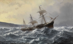 Jean-Baptiste Henri DURAND-BRAGER (1814 - 1879), Trois mâts anglais dans la tempête, 19e siècle, peinture à l'huile, 57.5 cm x 95 cm. Paris, Musée national de la Marine. © Droits réservés Jean-Baptiste Henri DURAND-BRAGER (1814 - 1879), Trois mâts anglais dans la tempête, 19e siècle, peinture à l'huile, 57.5 cm x 95 cm. Paris, Musée national de la Marine. © Droits réservés