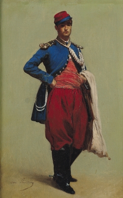 Charles LHULLIER dit aussi LHUILLIER (1824-1898), Portrait de Claude Monet en uniforme, 1861, oil on canvas, 37 x 24 cm. . © Musée Marmottan Monet, Paris