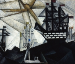 Lyonel FEININGER (1871-1956), Flotte de guerre, 1920, huile sur toile, 40 x 48 cm. . © Maurice Aeschimann — © ADAGP, Paris, 2015