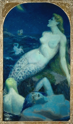 Paul-Alex DESCHMACKER (1889-1973), La grande sirène bleue, vers 1937, huile sur toile, 1,21 m x 2,11 m. Roubaix, La Piscine, musée d’Art et d’Industrie André Diligent. © Musée La Piscine, Dist. RMN-Grand Palais/Arnaud Loubry