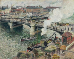 Camille PISSARRO (1831-1903), Le Pont Boieldieu à Rouen, temps mouillé , 1896, huile sur toile, 73,6 x 91,4 cm. Toronto, musée des beaux-arts de l’Ontario. © Paris, archives Durand-Ruel / Routhier