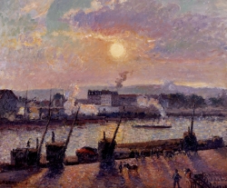 Camille PISSARRO (1831-1903), Quai de la Bourse, Rouen, soleil couchant, 1898, huile sur toile. © Collection Linda Gale Sampson Camille PISSARRO (1831-1903), Quai de la Bourse, Rouen, soleil couchant, 1898, huile sur toile. © Collection Linda Gale Sampson