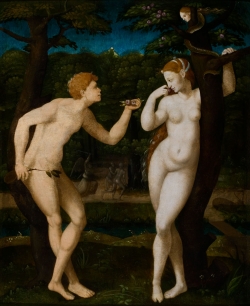 Anonyme, Adam and Eve, oil on wood, 58 x 47.5 cm. © MuMa Le Havre / Florian Kleinefenn