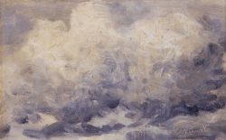 Eugène BOUDIN (1824-1898), Ciel 4 heures, levant, ca. 1848-1853, huile sur papier, 11,5 x 18,5 cm. © MuMa Le Havre / Florian Kleinefenn