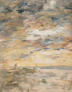 Eugène BOUDIN (1824-1898), Étude de ciel au couchant, ca. 1888-1895, oil on wood, 27.5 x 21 cm. © MuMa Le Havre / Florian Kleinefenn