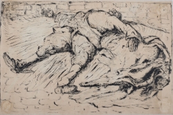 Albert COPIEUX (1885-1956), Cadavre d’un soldat (verso), charcoal. © MuMa Le Havre / Charles Maslard