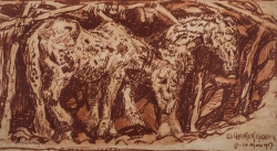 Albert COPIEUX (1885-1956), Les Chevaux galeux, 1917, red chalk on paper. © MuMa Le Havre / Charles Maslard