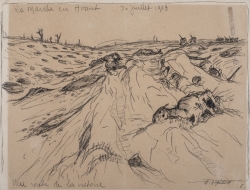 Albert COPIEUX (1885-1956), La Marche en avant. Une Route de la Victoire, 1918, gouache sur papier. © MuMa Le Havre / Charles Maslard
