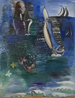 Raoul DUFY (1877-1953), Baigneuse, cargo, voiliers et papillons, après 1925, huile sur toile, 129,5 x 102 cm. MuMa musée d'art moderne André Malraux, Le Havre, legs de Mme Raoul Dufy, 1963. © MuMa Le Havre / Florian Kleinefenn © ADAGP Paris 2019