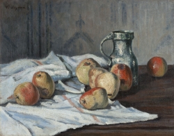 Victor Alfred Paul VIGNON (1847-1909), Pommes et pichet, huile sur toile, 32 x 41 cm. © MuMa Le Havre / Charles Maslard
