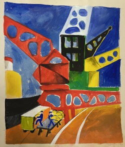 Hassan Massoudy, Grues, Vers 1970-1972, gouache sur papier, 30,3 x 25,3 cm. Don de l’artiste - 2024