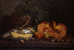 Eugène BOUDIN (1824-1898), Nature morte au potiron, ca. 1854-1857, huile sur toile, 56,5 x 83 cm. © MuMa Le Havre / Florian Kleinefenn