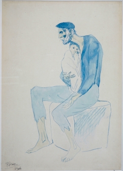 Pablo PICASSO (1881-1973), Le mendiant, 1904, aquarelle sur papier, 36 x 26 cm. © MuMa Le Havre / Charles Maslard — © Succession Picasso, 2013 Pablo PICASSO (1881-1973), Le mendiant, 1904, aquarelle sur papier, 36 x 26 cm. © MuMa Le Havre / Charles Maslard — © Succession Picasso, 2013