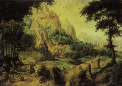 Mercier endormi pillé par les singes - Herri met de Bles, Staatliche Kunstsammlungen, Gemäldegalerie, Dresde 