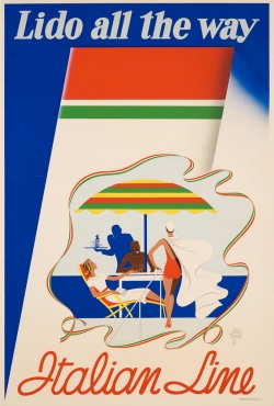 Paollo, Federico Garretto (1903-1989), Lido all the way / Italian Line,1937 90 x 61cm. Collection Bellanda