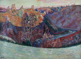 Armand GUILLAUMIN (1841-1927), Crozant, les ruines côté de la Creuse, le matin , 1897, huile sur toile. Musée d'Art et d'Archéologie, Guéret. © Musée d'Art et d'Archéologie de Guéret / Darré