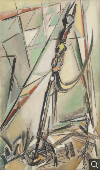 Reynold ARNOULD (1919-1980), Derrick, circa 1958-1959, huile sur toile, 164 x 99 cm. Le Havre, musée d’art moderne André Malraux, don Marthe Arnould, 1981. © 2015 MuMa Le Havre / Charles Maslard