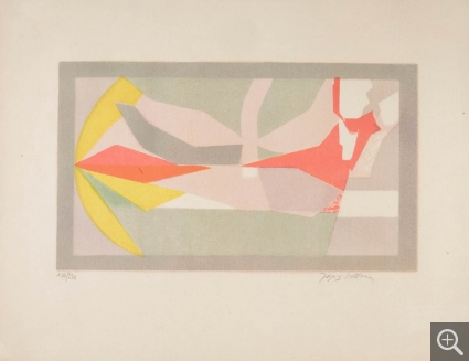 Jacques VILLON (1875-1963), L'Oiseau en vol , 1957, lithographie sur papier, 47,4 x 61,3 cm. Le Havre, musée d'art moderne André Malraux, achat de la Ville, 1958. © 2005 MuMa Le Havre / Florian Kleinefenn © ADAGP, Paris 2020