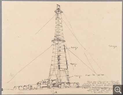 Reynold ARNOULD (1919-1980), Derrick, circa 1958-1959, feutre sur papier, 26 x 33 cm. Le Havre, musée d’art moderne André Malraux, don Marthe Arnould, 1981. © 2016 MuMa Le Havre / Charles Maslard