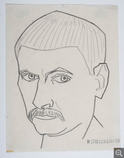 Raymond GOSSELIN (1924-2017), Portrait d'homme, 1958, dessin sur papier, 32,5 x 25 cm. Le Havre, musée d’art moderne André Malraux. © 2018 MuMa Le Havre / Charles Maslard
