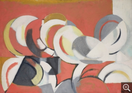 Jacques LAGRANGE (1917-1995), Les Assiettes, 1950, huile sur toile, 65 x 92 cm. Le Havre, musée d'art moderne André Malraux, don de l'artiste, 1953. © 2005 MuMa Le Havre / Florian Kleinefenn © ADAGP, Paris 2020