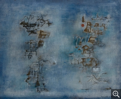 ZAO Wou-Ki (1920-2013), Nous deux, 1955, huile sur toile, 38 x 46 cm. Le Havre, musée d'art moderne André Malraux, achat de la Ville, 1956. © 2005 MuMa Le Havre / Florian Kleinefenn © ADAGP, Paris 2020