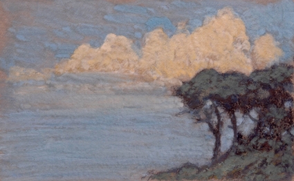 Jean Francis AUBURTIN (1866-1930), Effet de nuages sur les pins. Bord de mer, 1904-1930, gouache et fusain sur papier, 32 x 51,5 cm. Le Havre, musée d’art moderne André Malraux, don Francine et Michel Quentin, 2007. © MuMa Le Havre / Charles Maslard