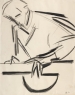 Reynold ARNOULD (1919-1980), Vérificateur (turbines), vers 1958-1959, fusain et encre noire sur papier vélin, 85,9 x 68 cm. Le Havre, musée d’art moderne André Malraux, don de Marthe Arnould 1981. © 2015 MuMa Le Havre / Charles Maslard