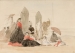 Eugène BOUDIN (1824-1898), Crinolines et cabines, 1865, crayon noir, graphite et aquarelle sur papier vergé, 16,7 x 23,7 cm. © MuMa Le Havre / Charles Maslard